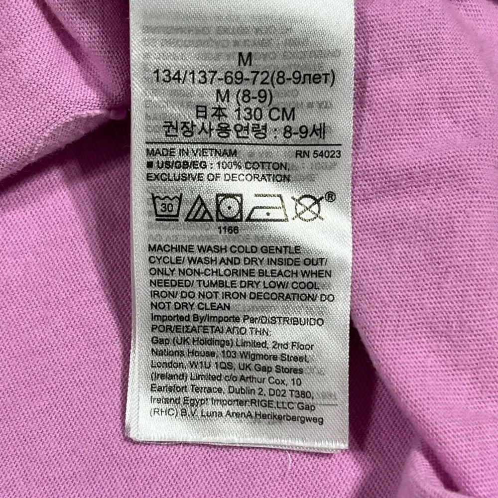 Gap Kids Pink Star Graphic T-Shirt Organically Grown Cotton Size M 8-9